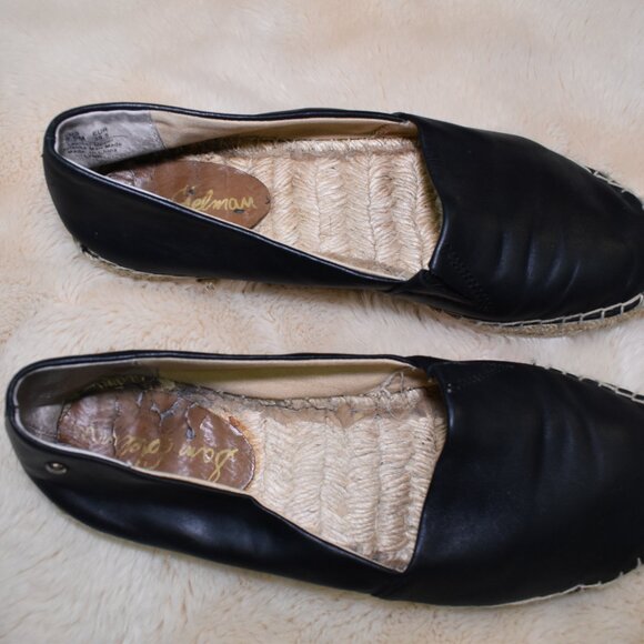 Sam Edelman Lynn Black Leather Espadrille Flats Size 8.5 Slip On Boho Shoes - Picture 12 of 14